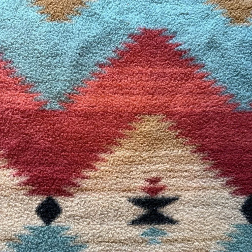 Vintage Biederlack Southwestern Aztec Acrylic Throw Blanket 81x57 USA Made Red